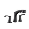 Harbor Series matte black bathroom faucet with pull-out sprayer and dual lever handles
