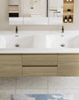 47/59" Modern Floating Bathroom Vanity with Resin Top Basin color: Oak | sink: Double