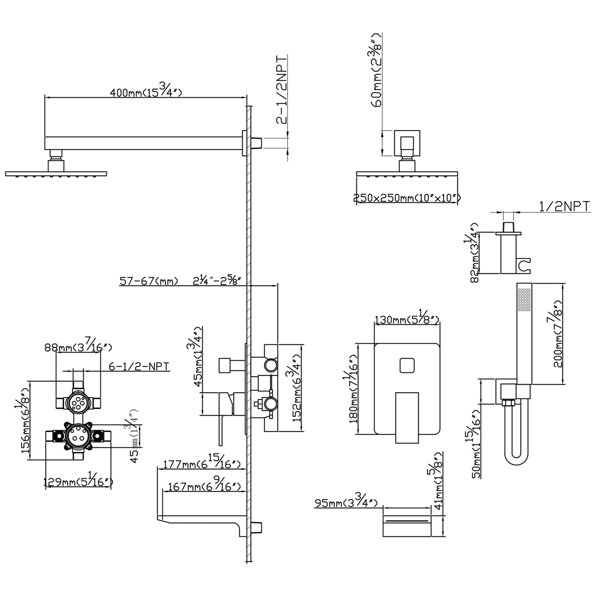 Three-Function Brushed Nickel Shower System color: Brushed Nickel