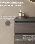 30" x 20" x 22" Modern Wall-Mounted Bathroom Vanity with Sink & Storage color: Black + Dark Walnut