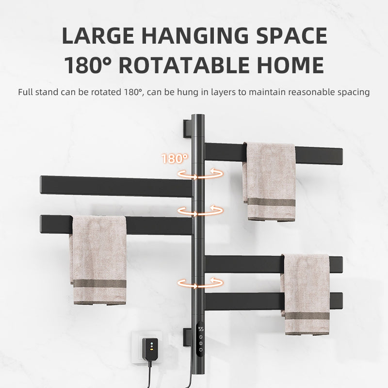 Velin Series 18" x 27" Electric Towel Warmer with 5 Rotating Bars – Black