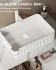 30" X 19" X 33" Bathroom Vanity with Sink: Freestanding Storage Cabinet, White Ceramic Basin, Carrara Stone Countertop color: White