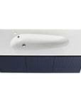 Navy blue 48 inches bathroom vanity top view.