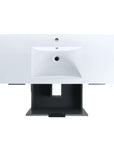 Resin sink with pre-drilled faucet hole and overflow of the 48-inch grey freestanding vanity.