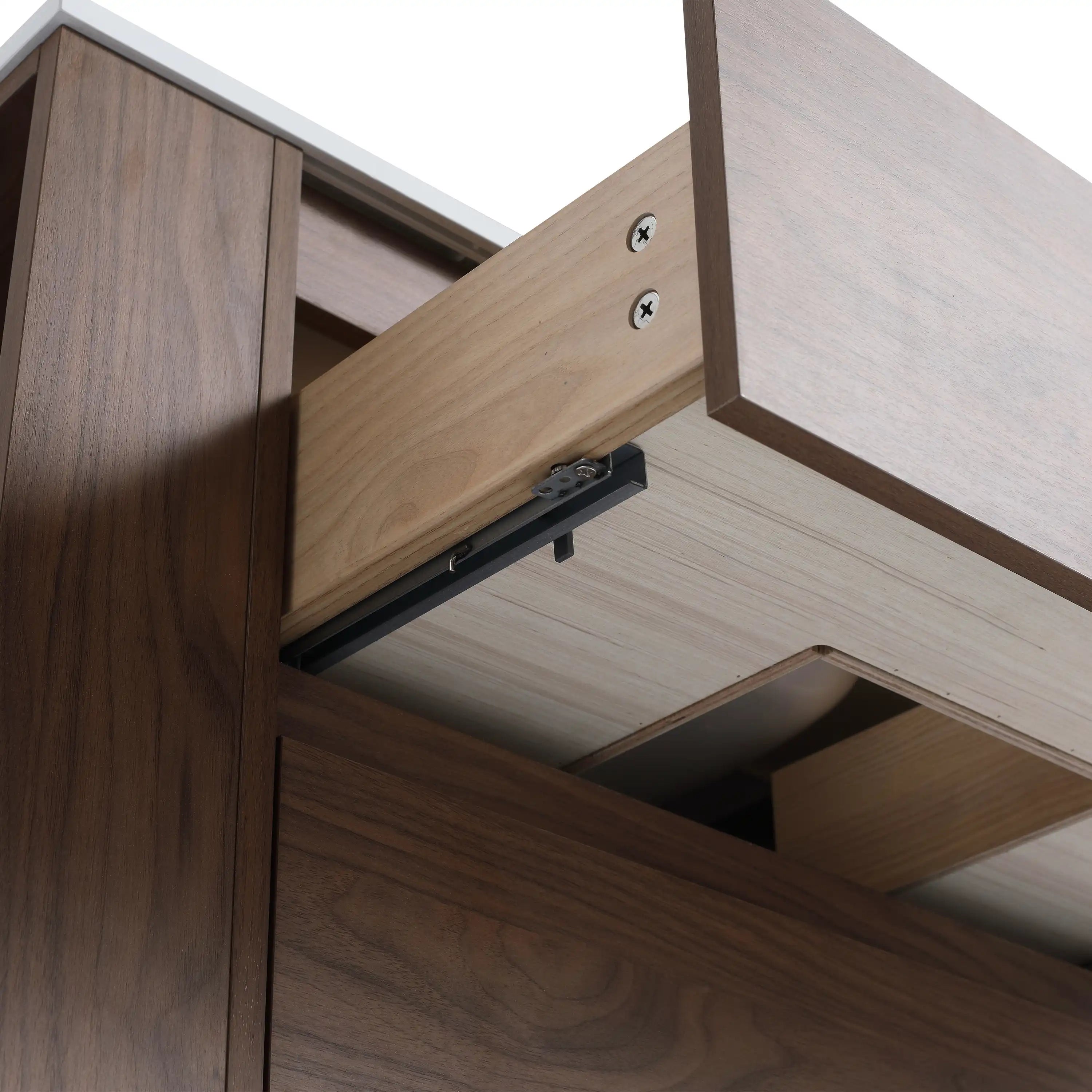 30 inch bathroom vanity soft-close drawer detail with smooth sliding track.