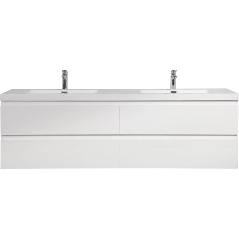 TerraLine Series 71" White Wall-mounted Bathroom Vanity – Double Sinks & 4 Soft-Close Drawers