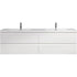 71 inch bathroom vanity front view with double sinks and four drawers | Ace Decor