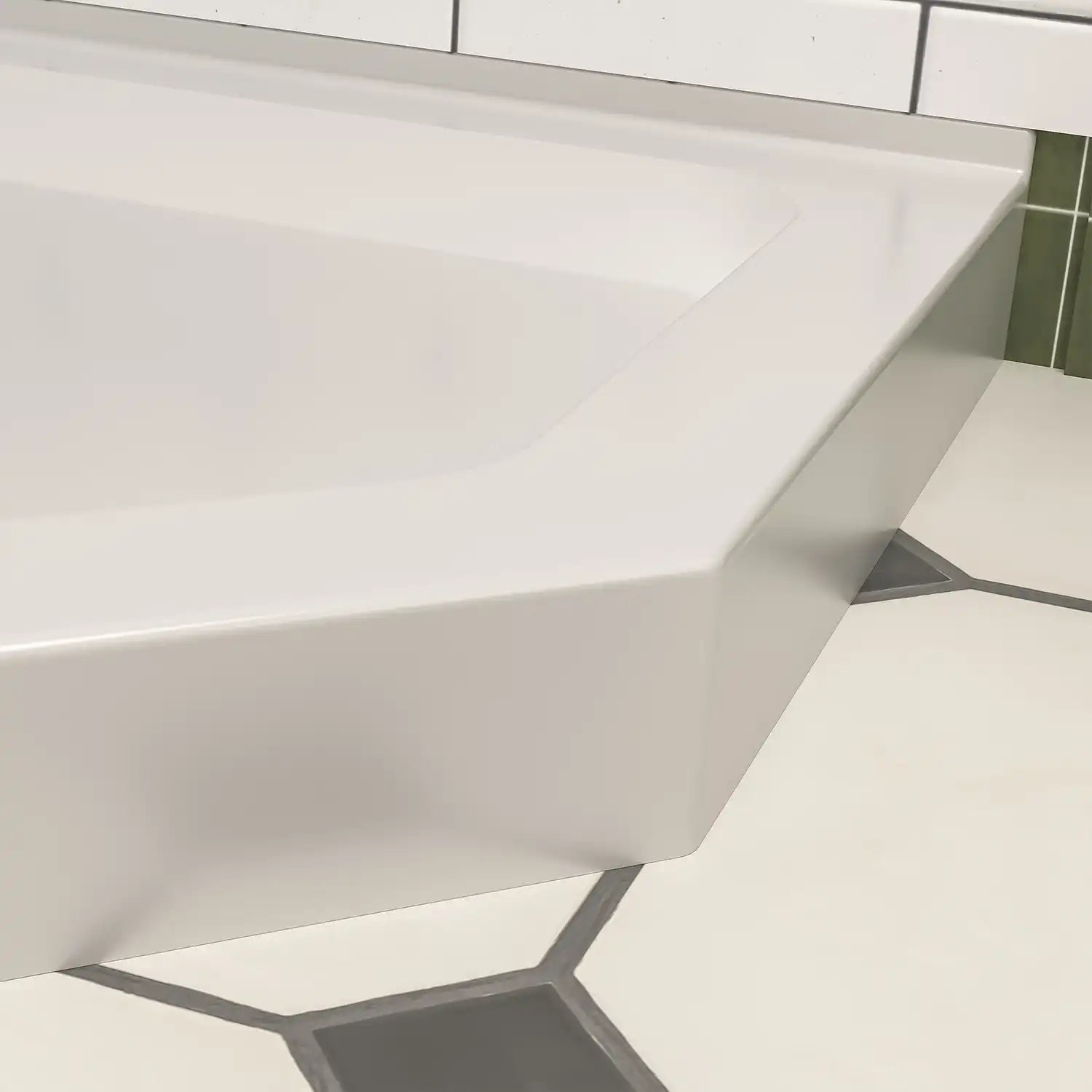 Corner Drain Neo-Angle Shower Base for Tile color:White