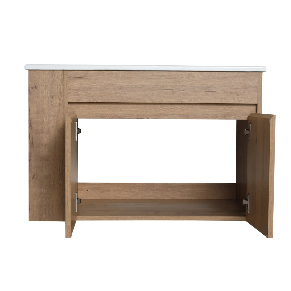 Aspen Ridge Series 30" wall mounted vanity with spacious double-door storage cabinet.