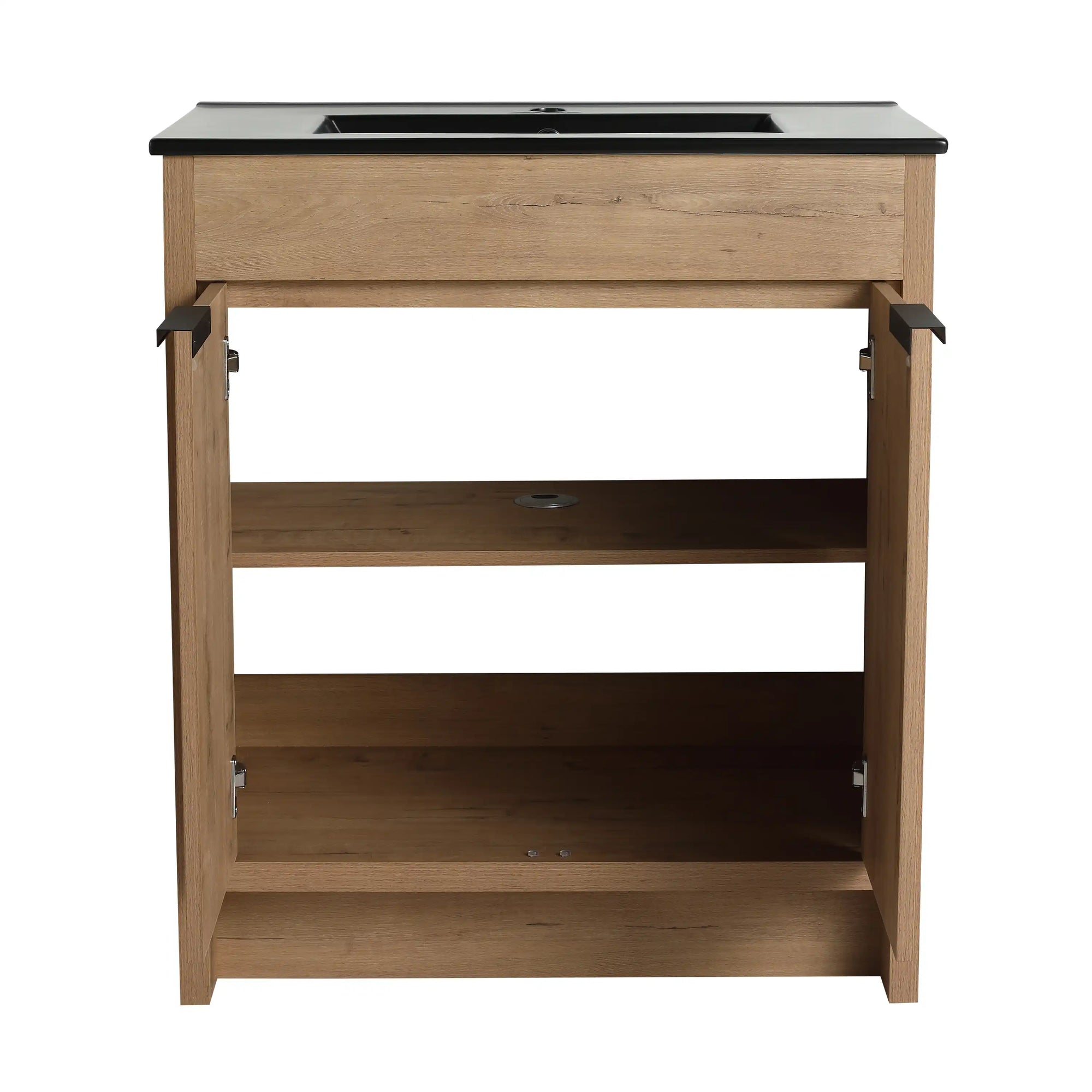 Havenoak Series 30" Imitative Oak Freestanding Bathroom Vanity with Black Integrated Sink
