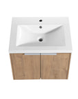 Top view of the 24 inch bathroom floating vanity with integrated resin sink and pre-drilled faucet hole.