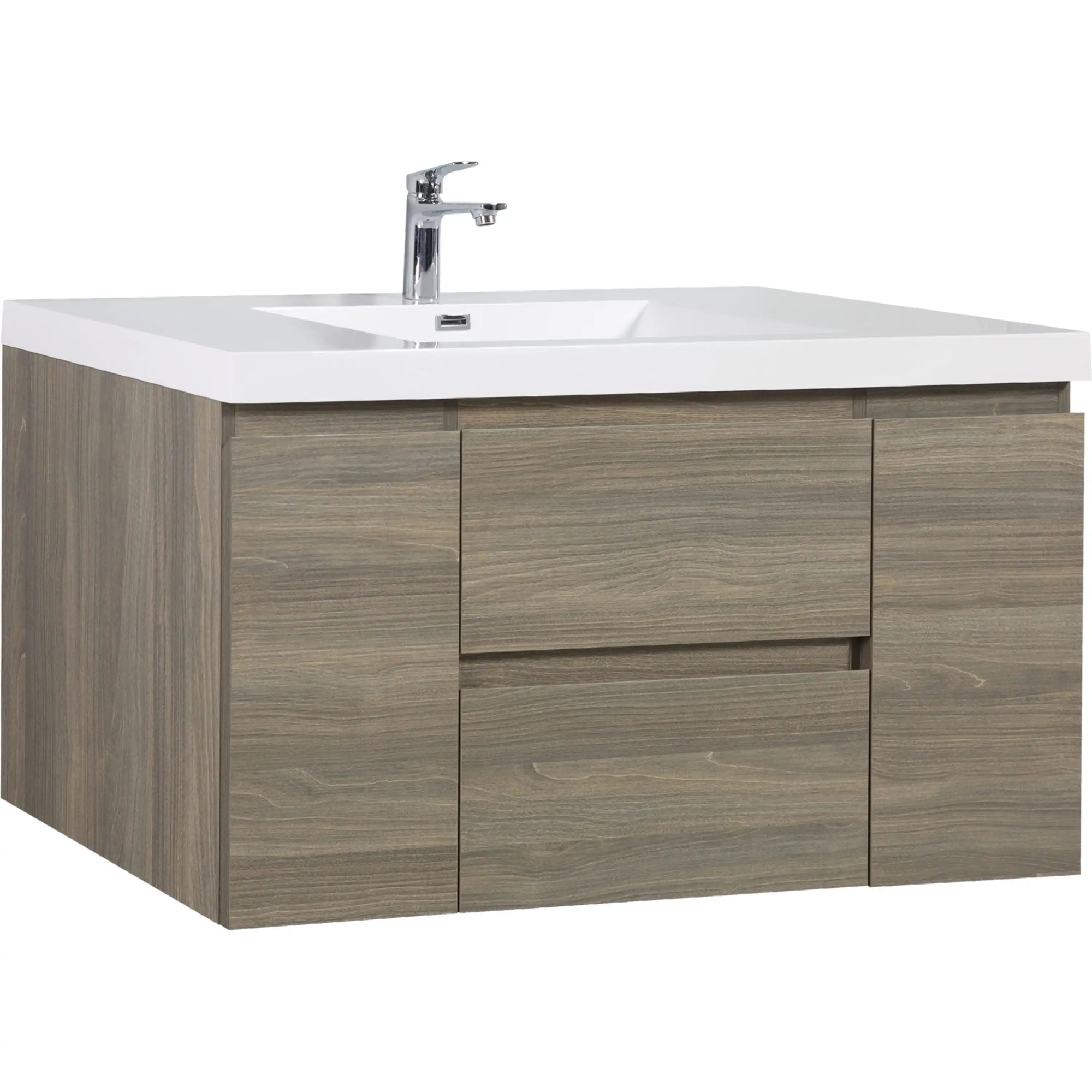 48 inch bathroom vanity front angle view with integrated stone resin sink | Ace Decor