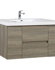 48 inch bathroom vanity front angle view with integrated stone resin sink | Ace Decor