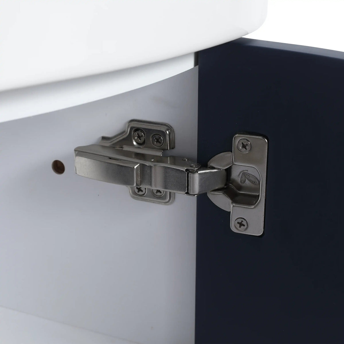 12.8 inch corner vanity for bathroom featuring soft-close silent hinges and durable hardware.