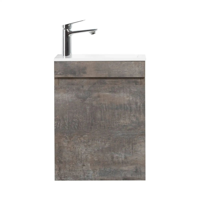 16" Birch Floating Bathroom Vanity with Resin Sink and Soft Close Doors