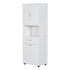 69.92” White Tall Bathroom Linen Cabinet with Open Shelves, Drawers & Laundry Basket