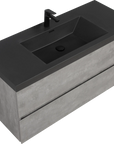 Floating Bathroom Vanity with Quartz Sand Basin and Soft Close Drawers color: Grey