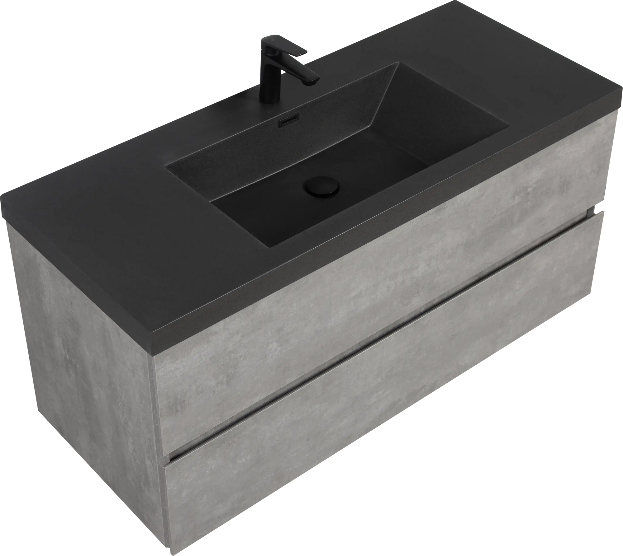 23&#39;&#39;-47&#39;&#39; Floating Dark Grey Corner Vanity with Matte Black Sink - 2 Soft Close Drawers