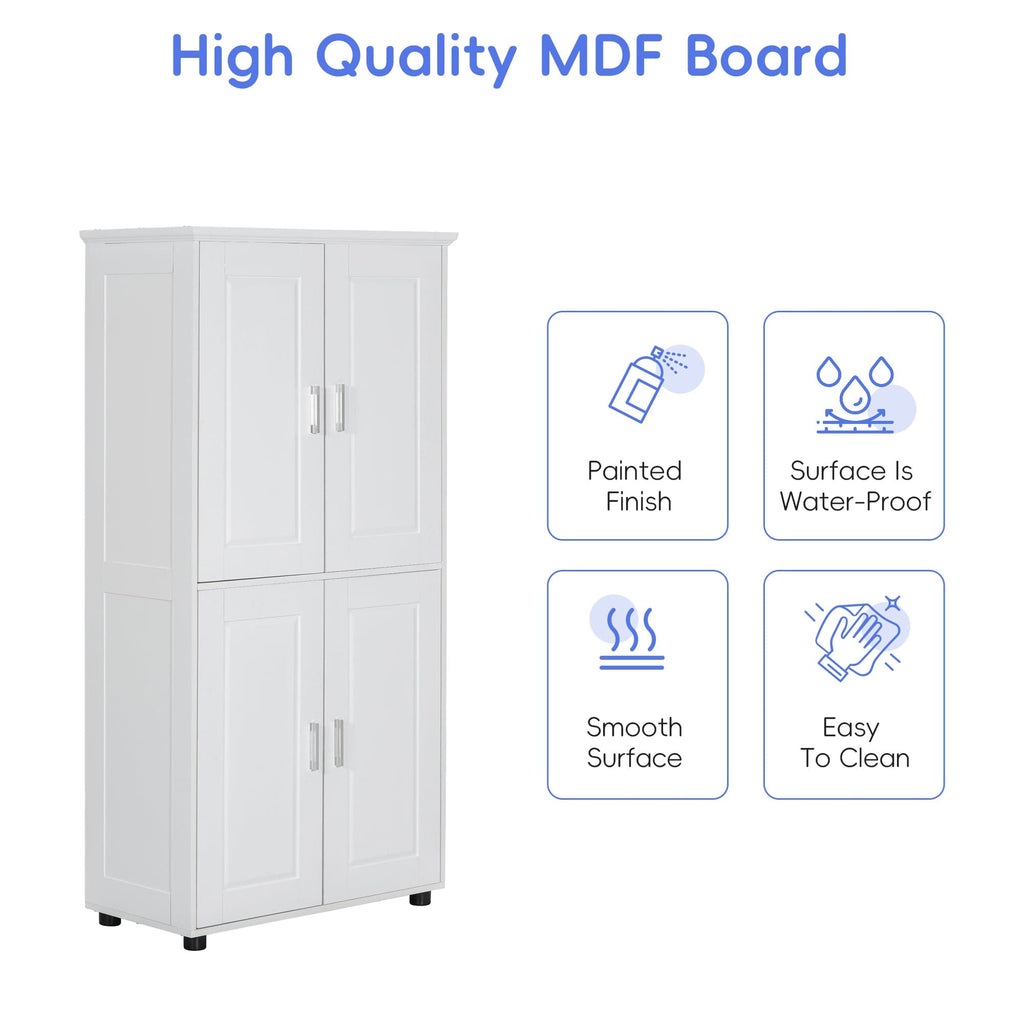62”(H) Freestanding Bathroom Floor Storage Cabinet, made of high quality MDF board.