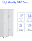 Bathroom Floor Storage Cabinet with 4 Doors color:white