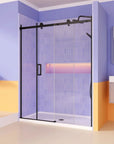 ACE DECOR Frameless Sliding Glass Door color:matte black