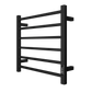 6-Bar Black Electric Heated Towel Rack - Wall-Mounted Towel Warmer with Timer color: Black