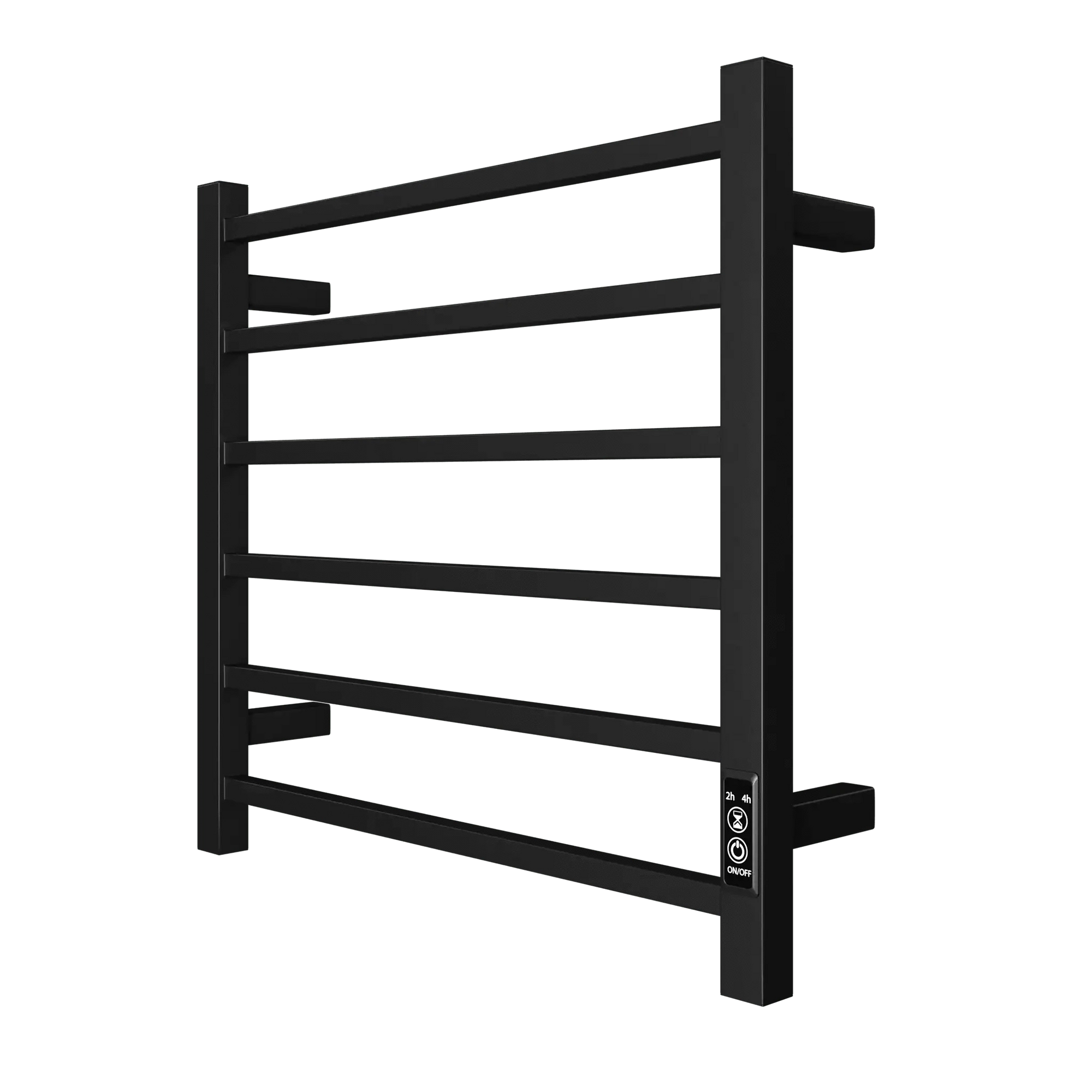 6-Bar Black Electric Heated Towel Rack - Wall-Mounted Towel Warmer with Timer color: Black