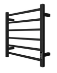 6-Bar Black Electric Heated Towel Rack - Wall-Mounted Towel Warmer with Timer color: Black