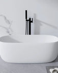 51" Seamless Resin Stone Freestanding Soaking Tub – White, with Overflow & Pop-Up Drain color: Matte White