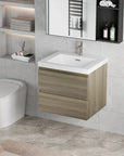 Floating Bathroom Vanity with Resin Top Basin & Soft Close Drawers - Modern Wall-Mounted Storage Cabinet color: Ash Grey