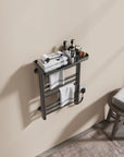 Wall-mounted 18 x 27 gray hot towel warmer with top shelf for towels and toiletries | Ace Decor