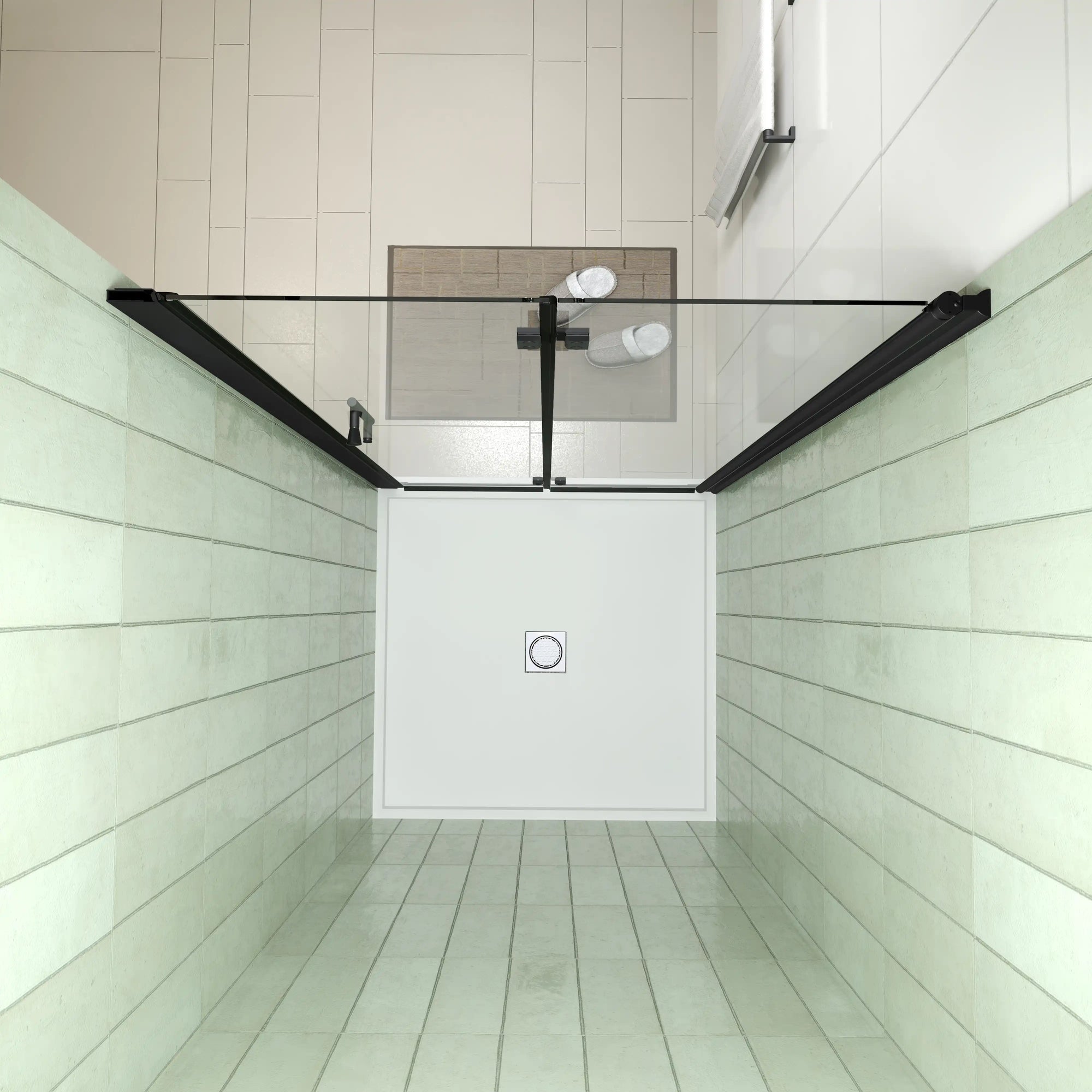 34&quot; x 72&quot; Matte Black Semi-Frameless Bi-Fold Shower Door