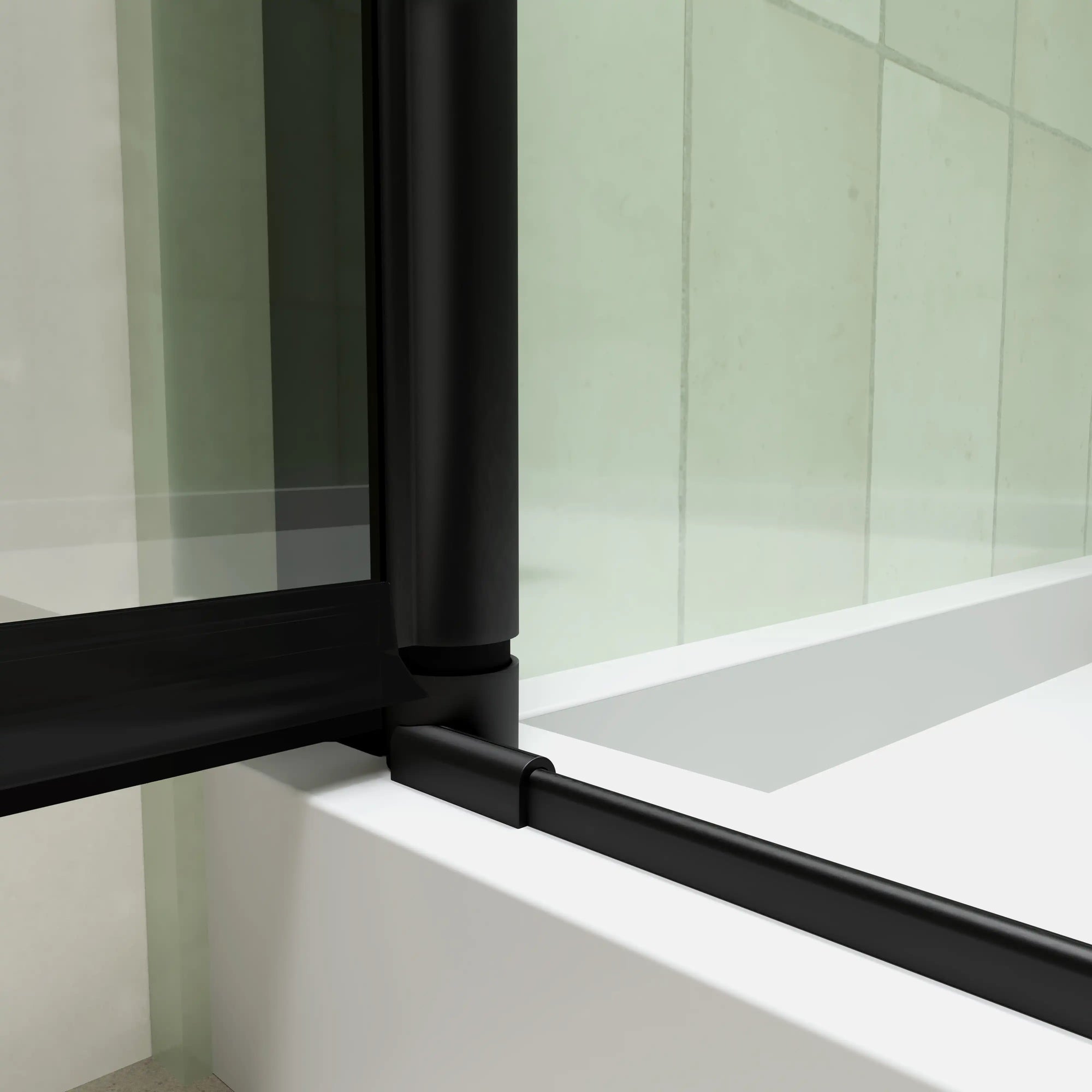 34&quot; x 72&quot; Matte Black Semi-Frameless Bi-Fold Shower Door