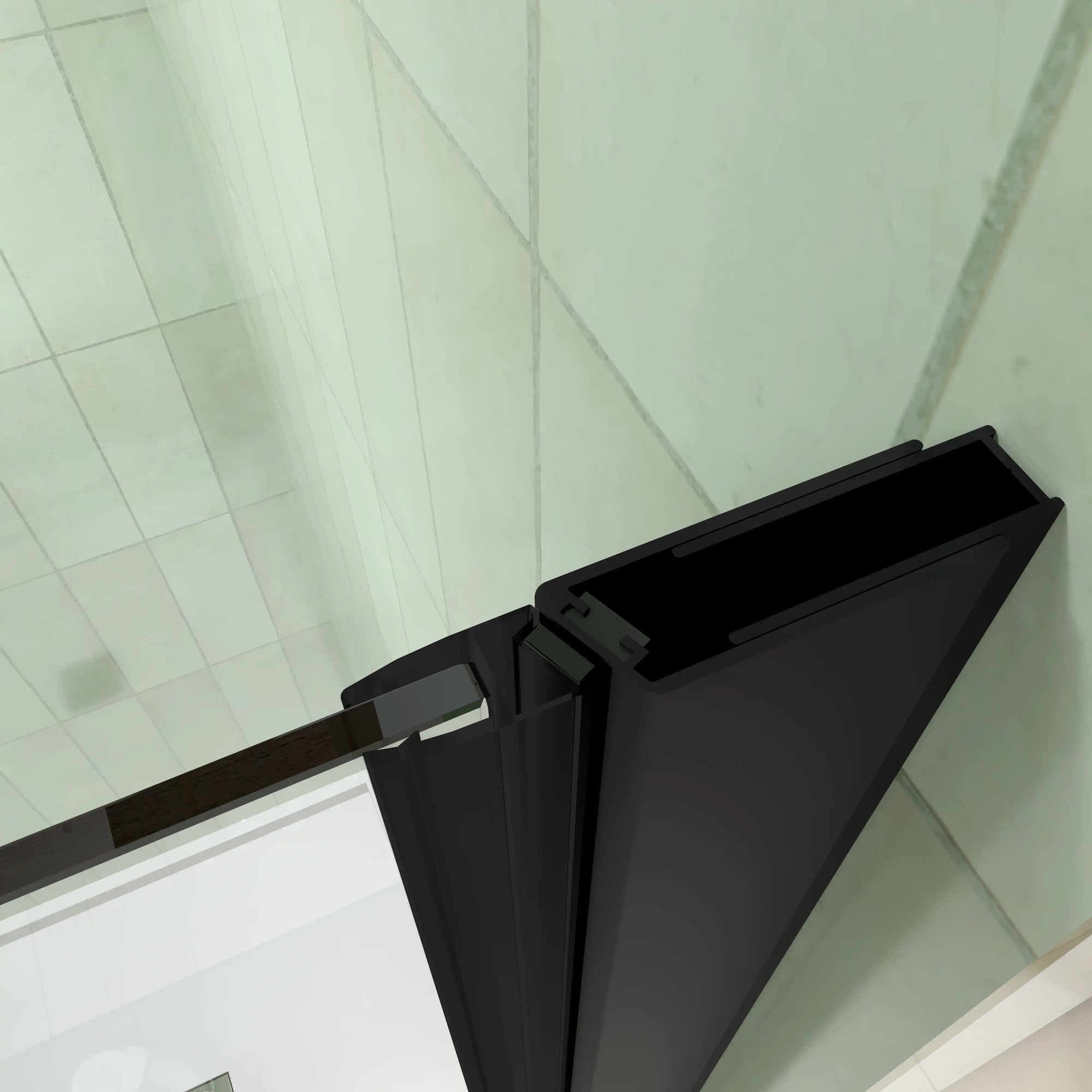 34&quot; x 72&quot; Matte Black Semi-Frameless Bi-Fold Shower Door