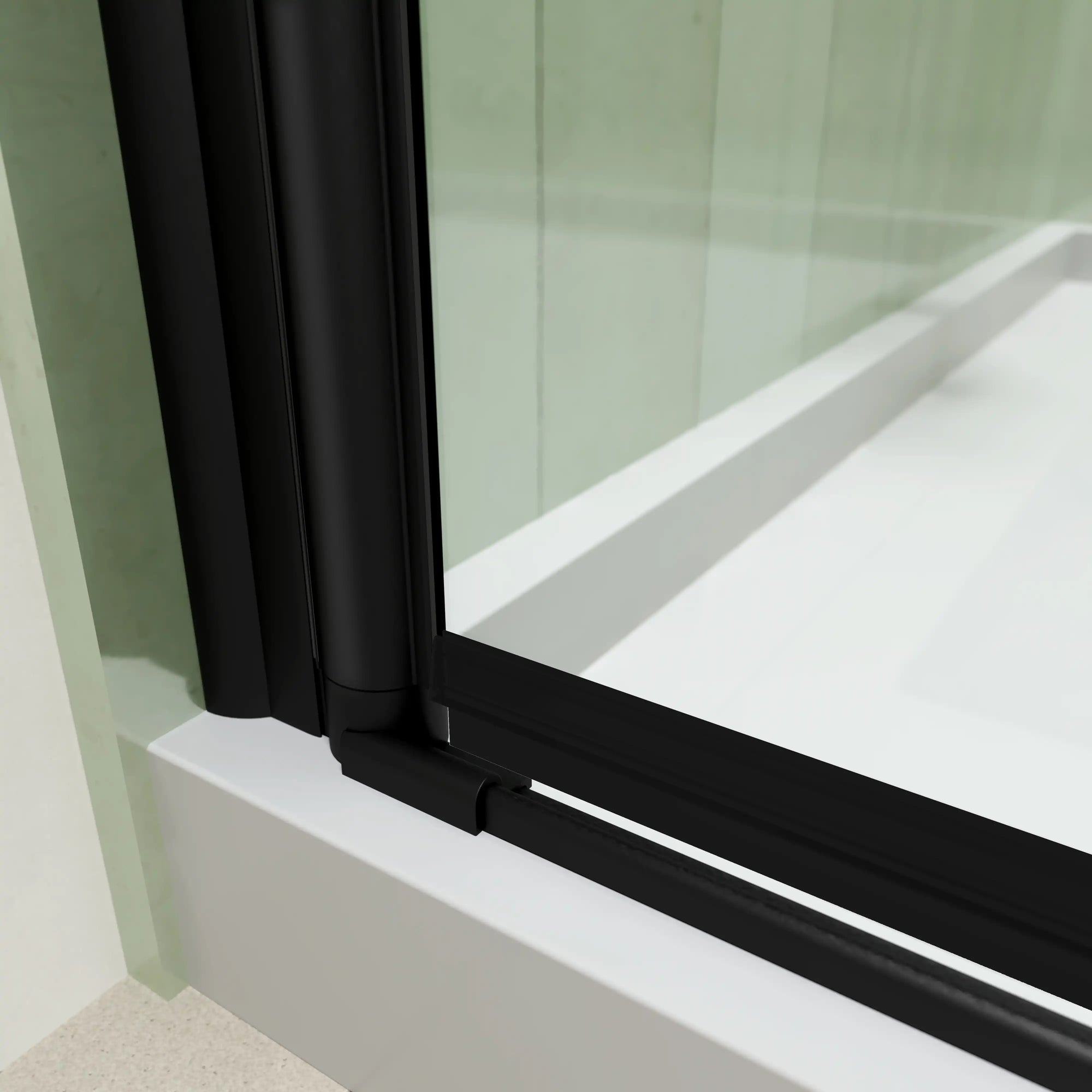 34&quot; x 72&quot; Matte Black Semi-Frameless Bi-Fold Shower Door