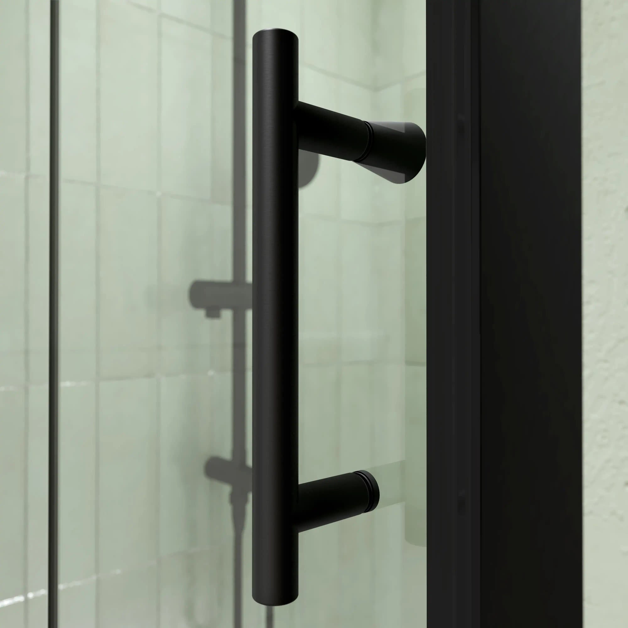 34&quot; x 72&quot; Matte Black Semi-Frameless Bi-Fold Shower Door