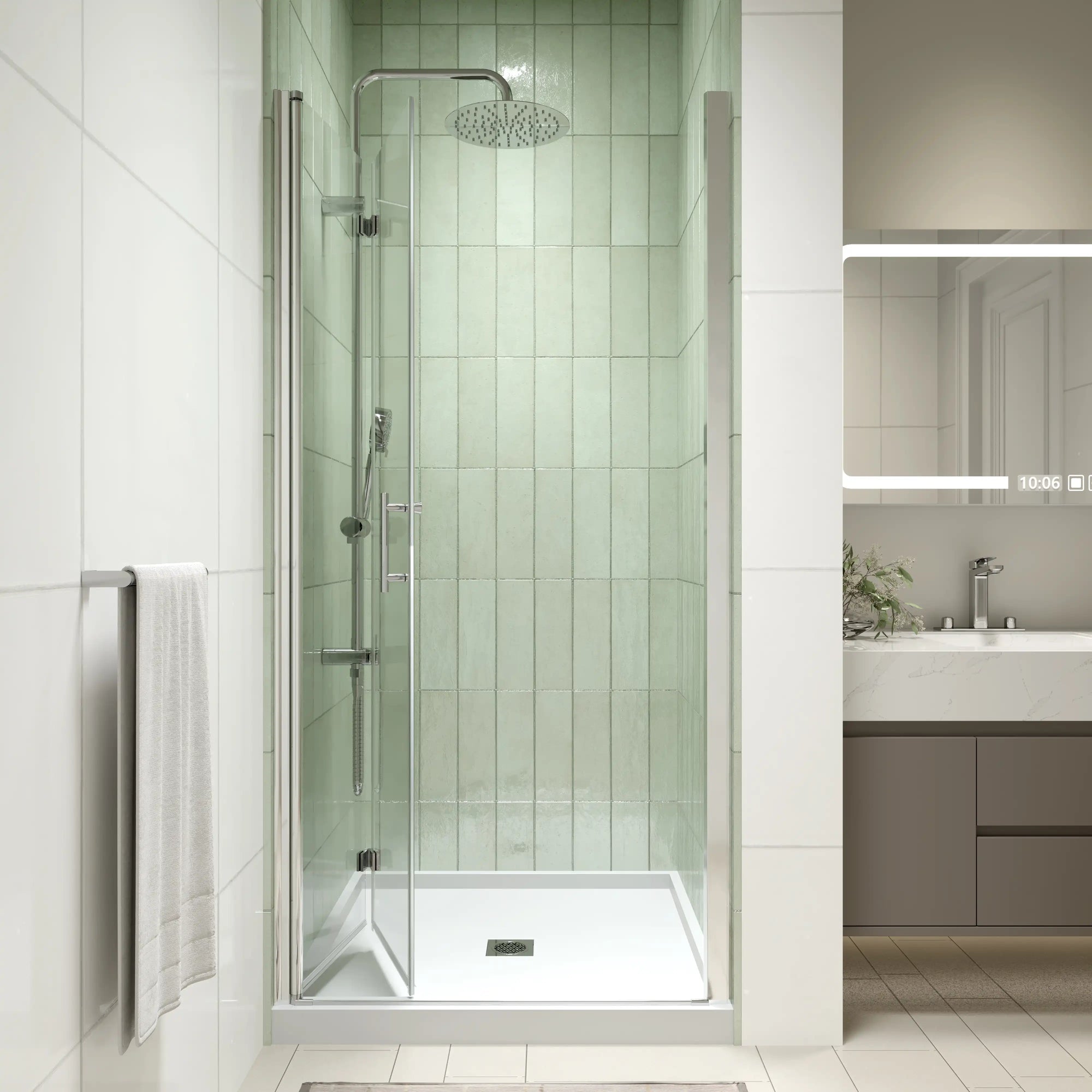 32&quot; x 72&quot; Chrome Semi-Frameless Bi-Fold Shower Door