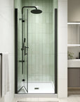 30" x 72" Matte Black Semi-Frameless Bi-Fold Shower Door