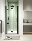 30" x 72" Matte Black Semi-Frameless Bi-Fold Shower Door