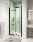 30" x 72" Matte Black Semi-Frameless Bi-Fold Shower Door