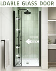 30" x 72" Matte Black Semi-Frameless Bi-Fold Shower Door