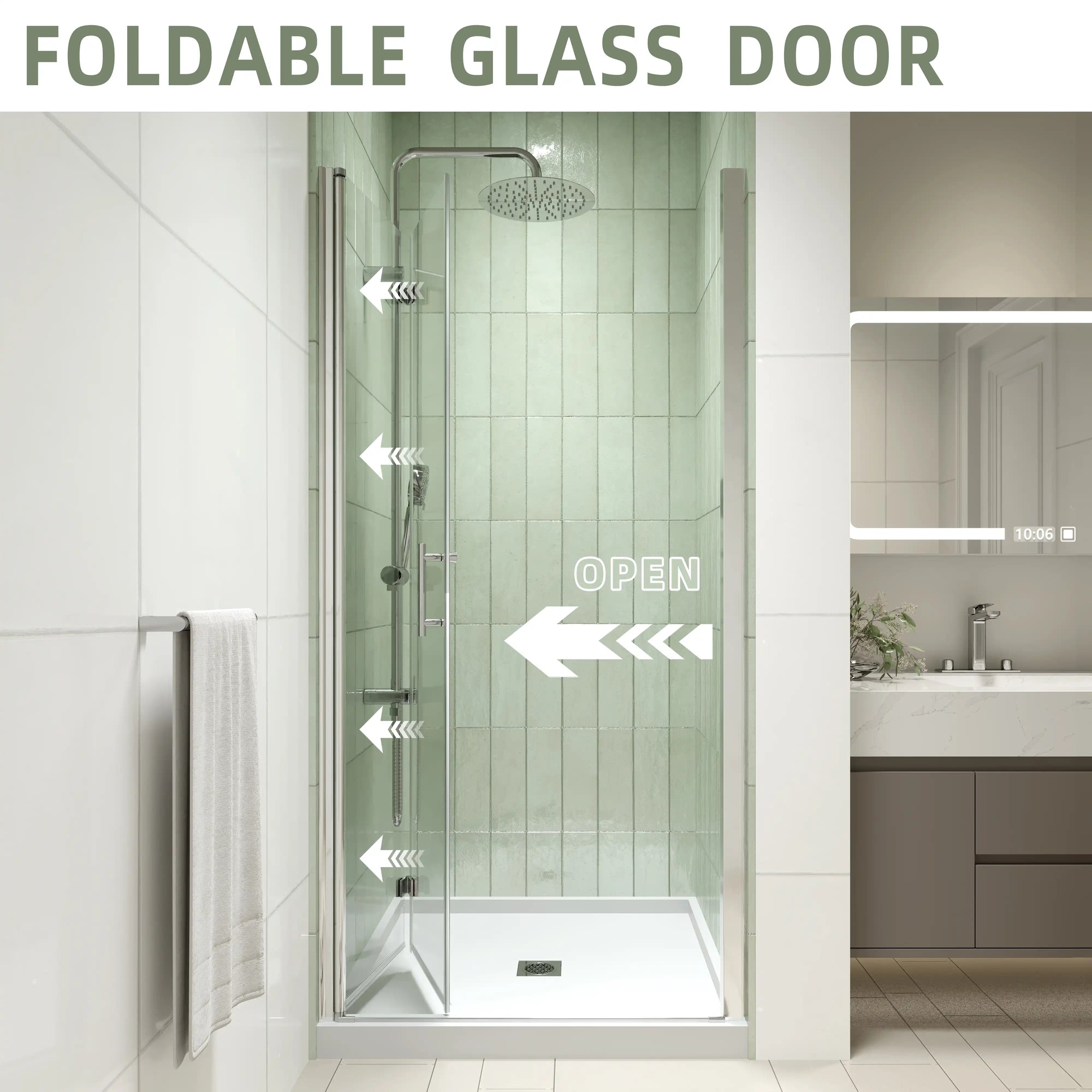 32&quot; x 72&quot; Chrome Semi-Frameless Bi-Fold Shower Door