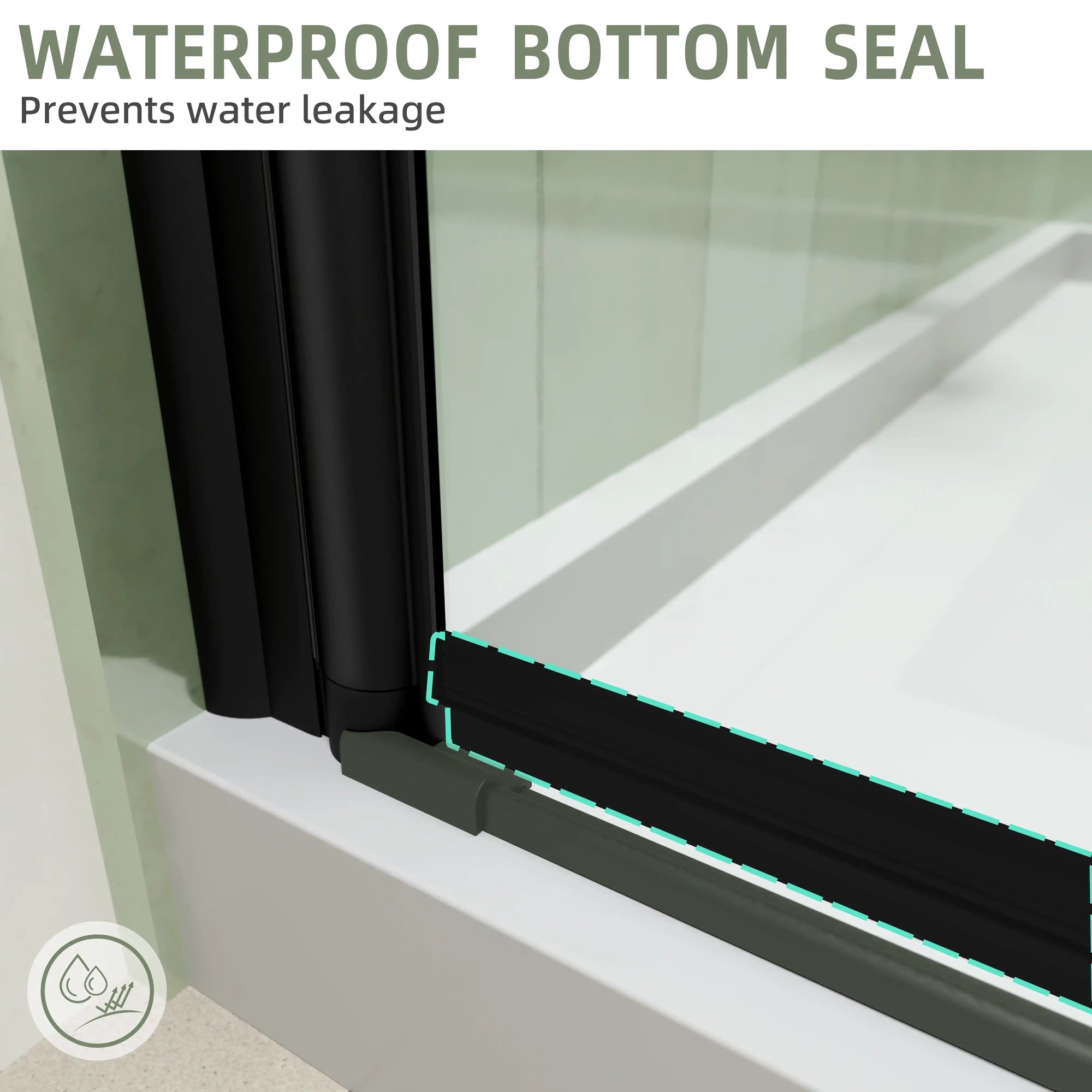 34&quot; x 72&quot; Matte Black Semi-Frameless Bi-Fold Shower Door