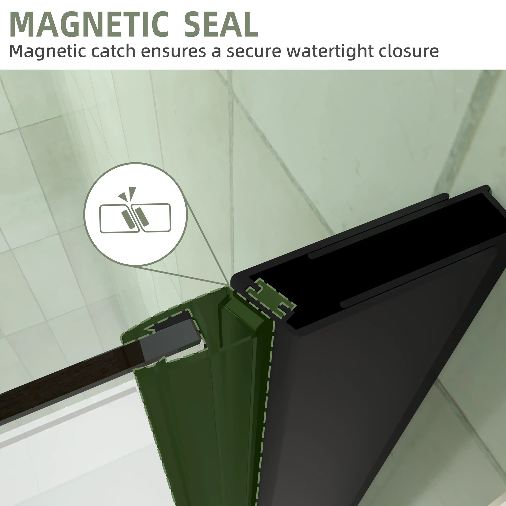 34&quot; x 72&quot; Matte Black Semi-Frameless Bi-Fold Shower Door