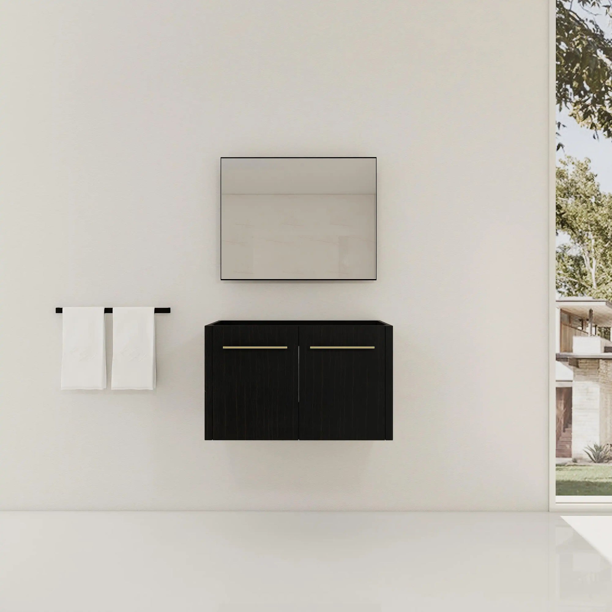 30" vessel vanity without sink modern floating cabinet front view | Ace Decor