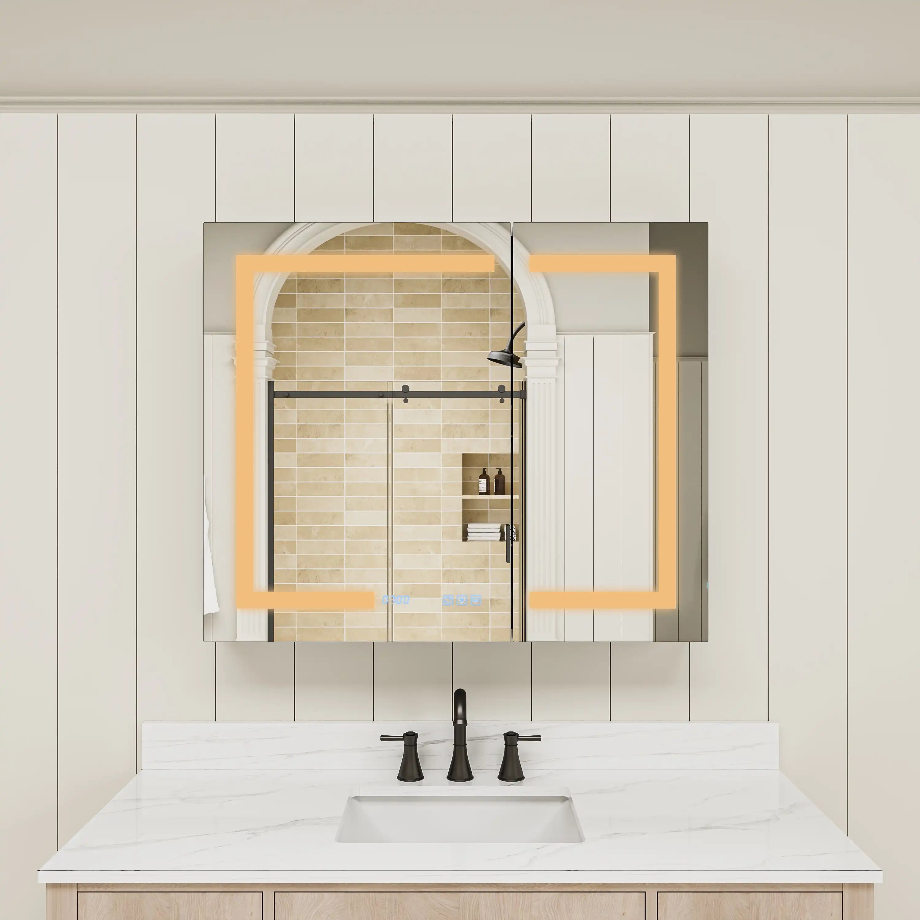 Pro Shower 36x30 LED Medicine Cabinet with warm light color temperature.