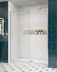 Shower door sliding frameless, size 60 x 74 inches, chrome finish, side view | Ace Decor