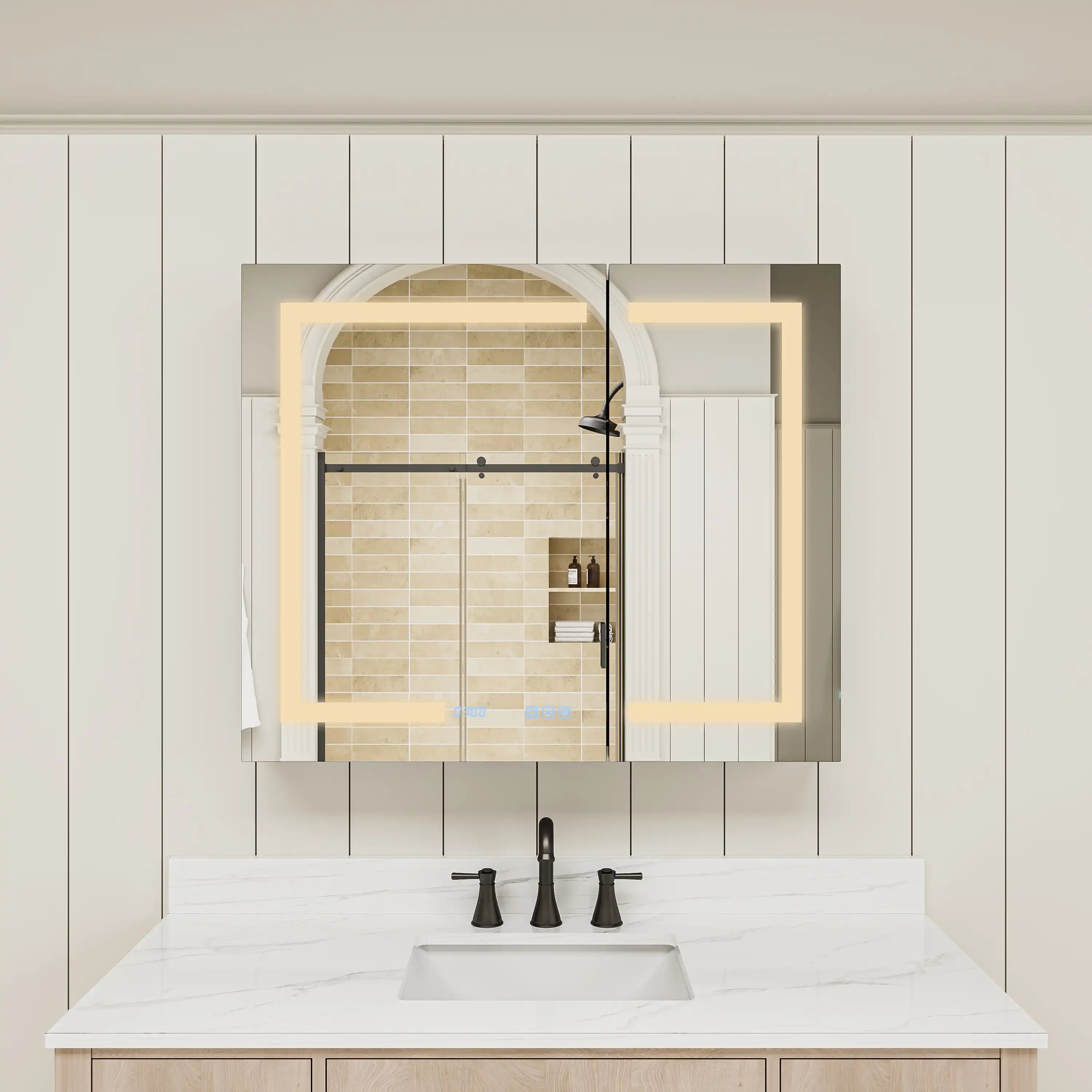 Pro Shower 36x30 LED Medicine Cabinet with neutral white LED lighting.
