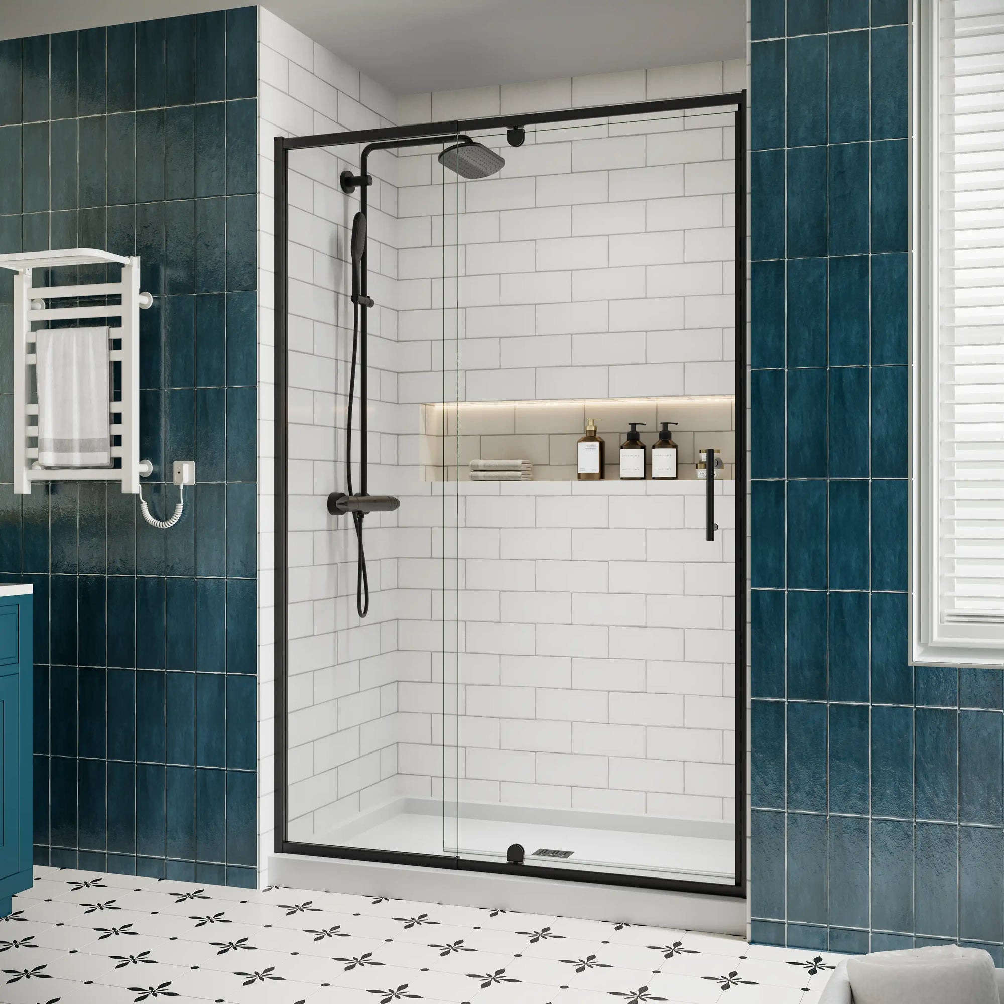 Pivot shower door side view, size 48 x 71 | Ace Decor