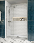 Side view of framed pivot shower doors, watertight shower enclosures size 54 x 71 | Ace Decor